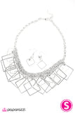 Paparazzi "The Square Off" Silver Necklace & Earring Set Paparazzi Jewelry