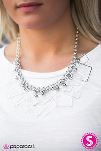 Paparazzi "The Square Off" Silver Necklace & Earring Set Paparazzi Jewelry