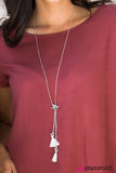 Paparazzi "The Tassel Train" White Necklace & Earring Set Paparazzi Jewelry