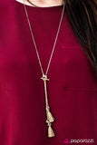 Paparazzi "The Tassel Train" Gold Necklace & Earring Set Paparazzi Jewelry