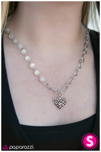 Paparazzi "This May HEART A Little" White Necklace & Earring Set Paparazzi Jewelry