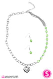 Paparazzi "This May HEART A Little" Green Necklace & Earring Set Paparazzi Jewelry