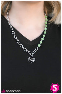 Paparazzi "This May HEART A Little" Green Necklace & Earring Set Paparazzi Jewelry