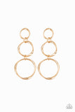 Paparazzi VINTAGE VAULT "Three Ring Radiance" Gold Post Earrings Paparazzi Jewelry