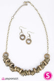 Paparazzi "Through the Ringer" Brass Necklace & Earring Set Paparazzi Jewelry