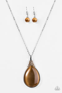 Paparazzi "Timelessly Tranquil" Brown Necklace & Earring Set Paparazzi Jewelry