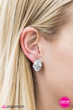 Paparazzi "Toplinear" White Clip-On Earrings Paparazzi Jewelry