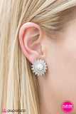 Paparazzi "Traditional Sparkle - White Clip-On" earring Paparazzi Jewelry