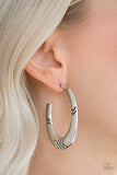 Paparazzi "Tribe Pride" Silver V Shaped Tribal Pattern 1 1/4' Hoop Earrings Paparazzi Jewelry