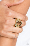 Paparazzi "Tropical Flora” Brass Moonstone Floral Stretchy Ring Paparazzi Jewelry