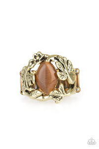 Paparazzi "Tropical Flora” Brass Moonstone Floral Stretchy Ring Paparazzi Jewelry