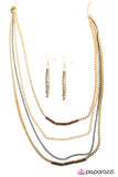 Paparazzi "True Grit" Gold Necklace & Earring Set Paparazzi Jewelry