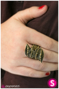Paparazzi "Turning Over A New Leaf" Brass Ring Paparazzi Jewelry