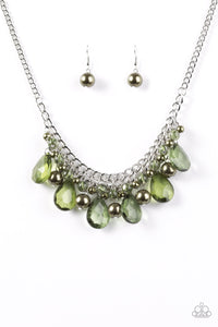 Paparazzi "Twinkly Typhoon" Green Necklace & Earring Set Paparazzi Jewelry