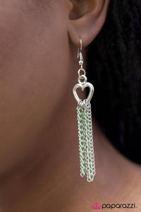 Paparazzi "Two Of Hearts" Green Earrings Paparazzi Jewelry