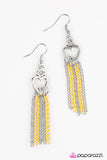 Paparazzi "Two Of Hearts" Yellow" Earrings Paparazzi Jewelry