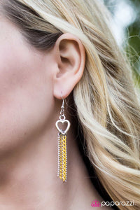 Paparazzi "Two Of Hearts" Yellow" Earrings Paparazzi Jewelry