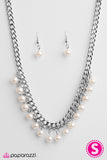 Paparazzi "Unchained METAL-dy" White Necklace & Earring Set Paparazzi Jewelry