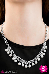 Paparazzi "Unchained METAL-dy" White Necklace & Earring Set Paparazzi Jewelry