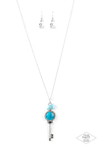 Paparazzi "Unlock Every Door" Blue Necklace & Earring Set Paparazzi Jewelry
