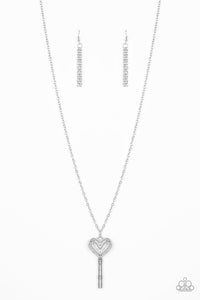 Paparazzi "Unlock My Heart" Silver Necklace & Earring Set Paparazzi Jewelry