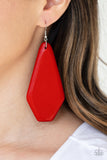 Paparazzi "Vacation Ready" Red Wooden Oversized Earrings Paparazzi Jewelry