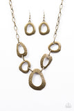 Paparazzi "Very CAVE-alier - Brass" Necklace & Earring Set Paparazzi Jewelry