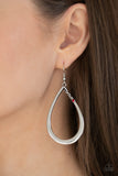 Paparazzi "Very Enlightening" Red Rhinestone Silver Teardrop Earrings Paparazzi Jewelry