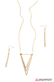 Paparazzi "V Right There! - Gold" Necklace & Earring Set Paparazzi Jewelry