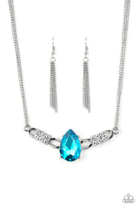 Paparazzi "Way To Make An Entrance" Blue Necklace & Earring Set Paparazzi Jewelry