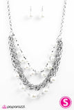 Paparazzi "When On Wall Street" White Necklace & Earring Set Paparazzi Jewelry