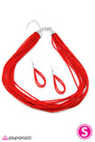 Paparazzi "Wide Open Spaces" Red Necklace & Earring Set Paparazzi Jewelry