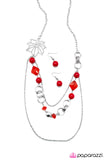 Paparazzi "Willing and MAPLE" Red Necklace & Earring Set Paparazzi Jewelry