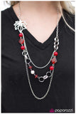 Paparazzi "Willing and MAPLE" Red Necklace & Earring Set Paparazzi Jewelry