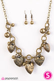 Paparazzi "With All Your Heart" Brass Necklace & Earring Set Paparazzi Jewelry