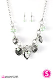 Paparazzi "With All Your Heart" Green Necklace & Earring Set Paparazzi Jewelry