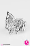 Paparazzi "With Brave Wings She Flies" White Ring Paparazzi Jewelry