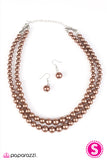 Paparazzi "Woman Of The Year" Brown Necklace & Earring Set Paparazzi Jewelry