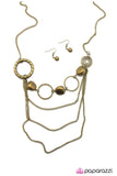 Paparazzi "Wonderful Crazy Night" Brass Necklace & Earring Set Paparazzi Jewelry