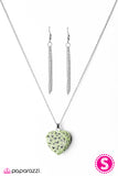 Paparazzi "Work of HEART" Green Necklace & Earring Set Paparazzi Jewelry