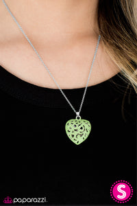 Paparazzi "Work of HEART" Green Necklace & Earring Set Paparazzi Jewelry