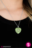 Paparazzi "Work of HEART" Green Necklace & Earring Set Paparazzi Jewelry