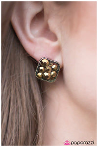 Paparazzi "Worth a Fortune - Brass" earring Paparazzi Jewelry