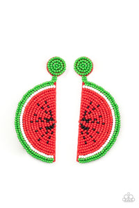 Paparazzi "You Are One In A MELON" HOT SELLOUT  Red Green White Black Seed Bead Earrings Paparazzi Jewelry