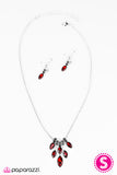 Paparazzi "You Should See Me In A Crown" Red Necklace & Earring Set Paparazzi Jewelry